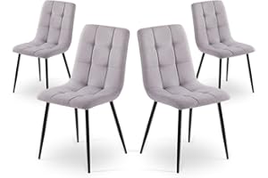 Mc Haus Maya Light Grey x4 - Pack de 4 sillas de Comedor, diseño nórdico y Vintage con Asiento Acolchado y Respaldo ergonómico, Color Gris Claro