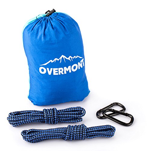Overmont 300x200cm Tragbar Leicht Hängematte für Wandern Reisen Strand Garten Camping Outdoor Sport 300kg Tragfähigkeit Blau/Grün/Orange – Bild 3