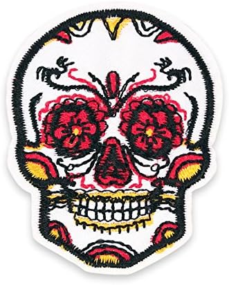 Sugar Skull Halloween Rockabilly Embroidered Iron/ Sew-On Patch Badge Craft