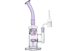 RORA Bong en verre nid d'abeille pour fumer la pipe à eau en cire Perc 14,4 mm avec bouchon en quartz (violet)