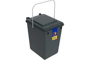 plasteo/Weber Bio Boy 10 Liter mit Deckel und Henkel – Grau – Langlebig und leicht Abwaschbar – Als Bio Mülleimer Komposteimer geeignet - Der Vorsortierbehälter für die Küche Nicht nur für Biomüll