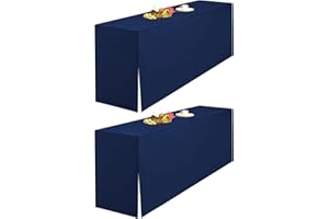 LYAFS 2er-Pack Marineblau Biertischhusse 220 x 70 cm Split-Design and Natürliche Hängekante Biertischhusse für Bierzeltgarnitur Blickdicht Waschbar Tisch für Hochzeit Sammeln Empfang Outdoor-Bankette