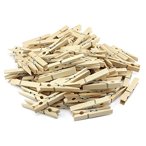 COM-FOUR® 100x naturbelassene Wäscheklammern, stabile Wäscheklammern aus hochwertigem Birkenholz (100 Stück)
