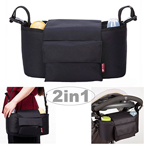 Allis 2in1 Stroller Buggy Organiser Pram Storage with shoulder strap - Black