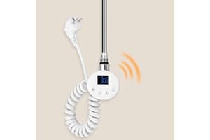 S'AFIELINA Elemento riscaldante radiatore bagno 900W WiFi intelligente, elemento riscaldante con termostato, con timer e display LCD, resistenza elettrica per scaldasalviette (solo elemento), bianco