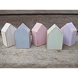 Set Shabby Chic Holzhäuser 5 Mini Holzhäuser.