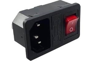 MWMS Connettore per dispositivi a freddo C-14 con Commutatore Interruttore Rosso e Fusibile 10 A250 V