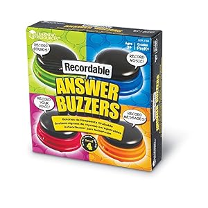 Learning Resources Botones Grabables de Respuesta – Set de 4 Pulsadores de Colores para Juegos Educativos – Grabación de Sonidos – Actividades Interactivas Aula y Hogar – Regalo Infantil 3+ Años