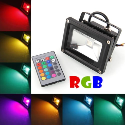 MVPower® 5 X 10W RGB LED Strahler Wasserdicht IP65 In- und Outdoor Schwarz Gehäuse mit Fernbedienung LED-Fluter Scheinwerfer Außenbeleuchtung(Schwarz-1)