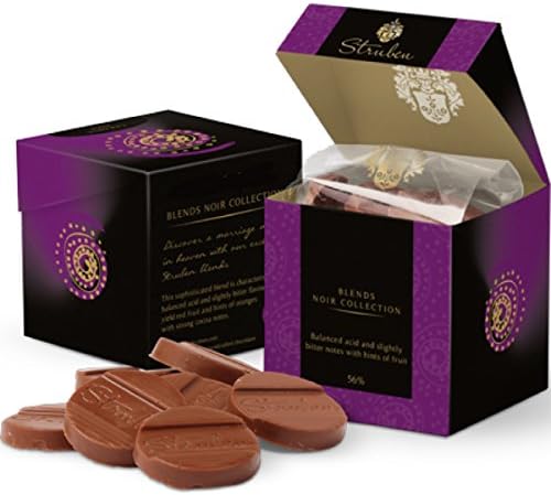 Struben Red Fuit Dark Chocolate Couverture - 57% Cocoa - Balanced acid and slightly bitter notes with hints of red fruit - Discover a marriage made in heaven with our exclusive Struben blends - 1 x 18 chocolate moments