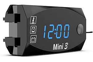 SNOWCHECKING Outdoor-Thermometer, kabellos, Motorrad-Voltmeter, Uhr mit LED-Digitalanzeige, Außenthermometer, drahtlose Barometer für zu Hause (blau)