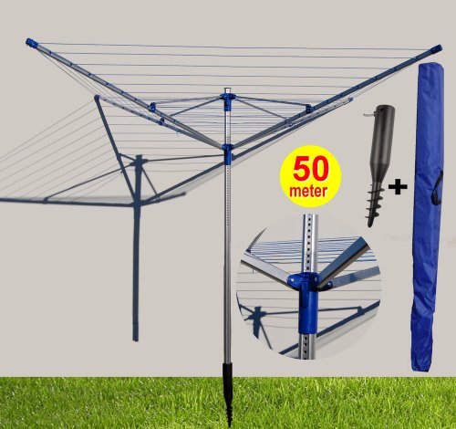 Wäschespinne Norway 50 m. + Schutzhülle + Eindrehdübel