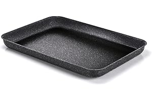 Moneta Etnea Rostiera Bassa, Alluminio Antiaderente Effetto Pietra, Nero, 40 x 28 cm