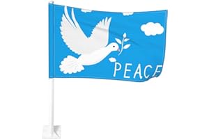 MEMOPJIAJIA Flagge Frieden Freiheit Autofenster Flagge(ohne Halterung) Autofahne Taube Peace Fahne Auto Klein 45x30cm 1 Piece Friedenstaube mit and Love, Blau