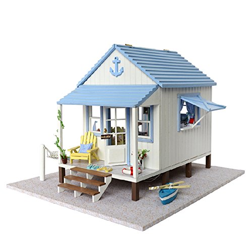 lianle Casa de Muñecas Mar Playa de ensueño ägäisches Mar Caravana DIY con luz música Niños Regalo MeerHaus