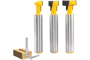 WHCCTL Frez trzpieniowy, 3-częściowy 8 mm frez do rowków typu T, twardy metal, zestaw narzędzi do frezowania, bity do cięcia drewna, zestaw bitów T, frezowanie rowków do popularnych śrub z łbem sześciokątnym