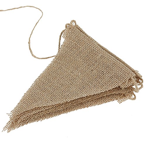 Faburo 13tlg Hochzeit Wimpelkette Vintage Jute Bunting Banner für Party Dekoration Dekoration (2.8m)