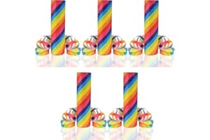 PLAYFLIP Luftschlangen Papier bunt Party Deko Geburtstag Hochzeit Set holografisch, Stück:5 Stück, Luftschlangen:Regenbogen