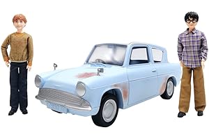 Harry Potter Coffret L’Aventure en Voiture Volante de Poupées Harry et Ron Weasley, avec Voiture Ford Anglia, à collectionner, Jouet Enfant, Dès 6 ans, HHX03