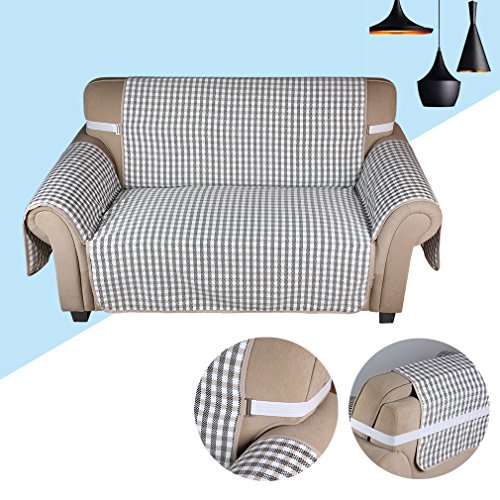 Preisvergleich Produktbild Auralum 167*112cm rutschfest Couchhusse Sofaüberwurf aus 100% Baumwolle Doppelseitig 2 sitzer (grau / schwarz)