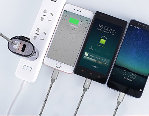 EliteSoft Nylon Ladekabel Micro-USB Lightning Kabel High Speed 4.9ft 3 in 1. Apple iPhone7, 6, 5 ,4 und Android Smartphones, Samsung, HTC, Sony, Nexus und mehr ertragung Aluminium 2 Kabel - 7