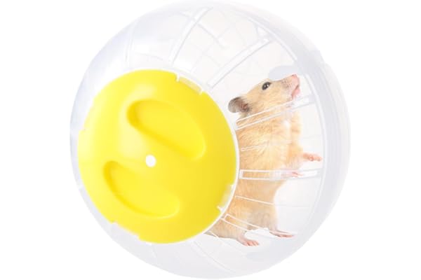 Roues d'exercice transparentes pour petits animaux - Boule d'exercice pour hamster, cochon d'Inde, gerbille et hérisson - 14,5cm - Jaune transparent