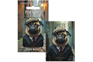 THE ORIGINAL METAL SIGN Fridge Magnet (65 x 90 mm) - Peaky Paws Club - Pug