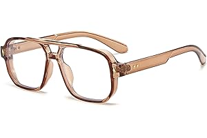 LJCZKA Square Blue Light Blocking Glasses for Women Men 70s Pilot Square Frame Oversized Computer Gaming Eyeglasses Anti Eyestrain Clear Lens