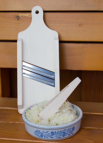 SIDCO ® Krauthobel Sauerkrauthobel Gemüsehobel Holzhobel Gurkenhobel Holz 2 Klingen - 4