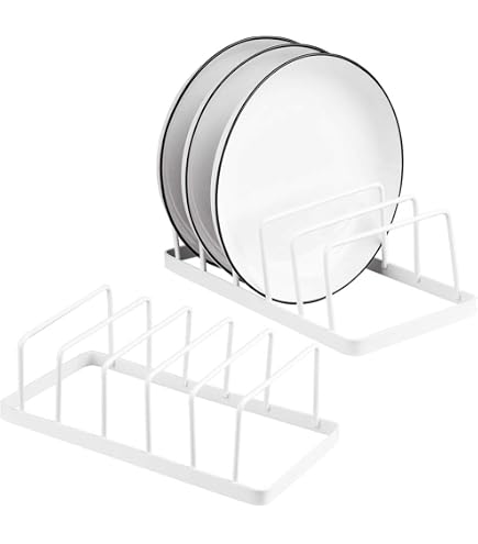 2-Piece Stainless Steel Plate & Bowl Organizer Rack For Cabinet - Space Saving Dish Storage