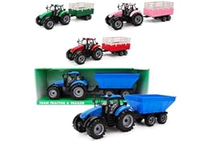 Toyland® Farm Tractor With Trailer In Pink, Red Or Blue (BLUE)