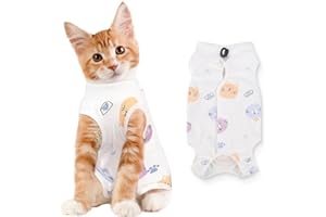 AIYVELU Cat Onesie, Post Surgical Debridement Cat Recovery Suit, Atmungsaktive Kätzchen Onesie, Anti-Lecken Schutz für Bauch Wunden nach Kastration Chirurgie (L)