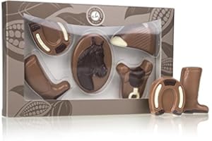 CHOCOLISSIMO Set de caballos de chocolate – Amante de los caballos – Saltando | Figuras de chocolate | Presente | Idea de regalo | Cumpleaños | Pascua | Navidad | Chica | Chico | Mujer | Hombre | Niño | Jockey