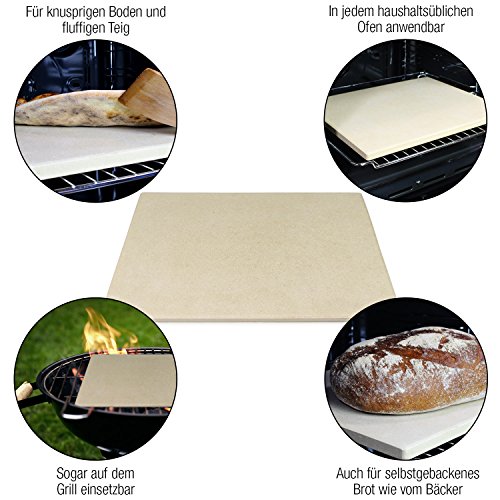 Amazy Pizzastein – Verleiht Ihrer Pizza den original italienischen Geschmack knusprig-zarter Steinofenpizza (38 x 30 x 1,5 cm) - 2
