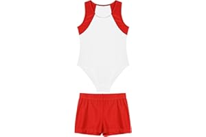 ranrann Enfant Garçon Justaucorps Gymnastique Danse Bodysuit sans Manches avec Short Gym Sport 5-16 Ans
