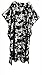 Ladies Black with White Floral Printed Soft Silky Satin Long Kaftan. One Size Fit UK 10-32