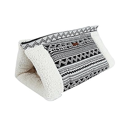 Urijk 3-in-1 Matelas&Sac Couchage&Tunnel Chat Panier Coussin Chaton Douillet en Coton Tapis Rembourée Chat Corbeille Maison Igloo Chat Super Doux Lit Niche Nid Caverne Chaton à Reposer Jouer Dormir