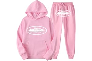 ENJMEIAO Corteiz Survêtement Sweat à Capuche et Pantalon 2 Pièces Homme Femme Rétro Doublure en Velours Hip Hop Casual Hoodie Sweatshirt et Pantalon de Jogging