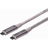 Amazon Basics Câble en nylon à double tressage USB de type C vers port de type C 3.1, 2e génération, 0,9 m, Gris foncé