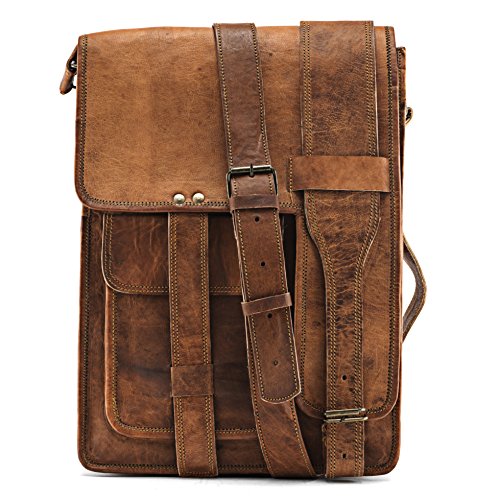 Exklusive Echt-Leder Herrentasche by A.P Donovan | Aktentasche Messenger Bag Umhängetasche Unitasche Lehrertasche Bürotasche Kuriertasche Arbeitstasche Schultertasche Ledertasche Laptop Tasche 15 Zoll