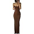 Geagodelia Women's Summer Maxi Dress Ladies Sexy Spaghetti Strap/Long Sleeve Bodycon Long Party Dresses Y2k Aesthetic Clothes