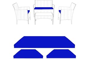TOP STYLE COLLECTION Replacement 3pc Cushions | Outdoor Seat Cushion Pads for Rattan Furniture | Water Resistant Patio Furniture Chair Padding | Lightweight and Durable (Royal Blue)