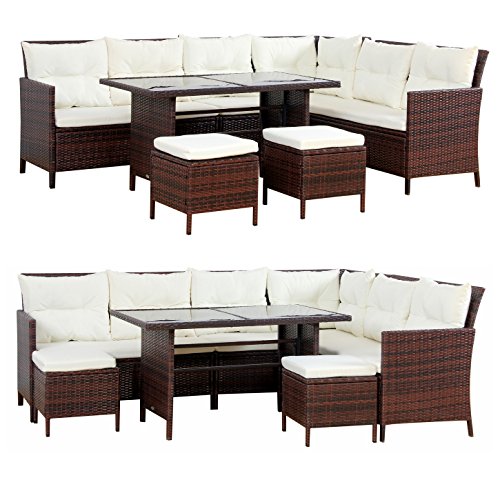 BOSTON Poly Rattan Gartenmöbel Braun Gartenset Lounge Sitzgruppe Gartengarnitur - 2