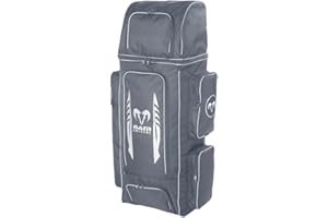 Ram Cricket Duffle Kit Bag – Senior & Junior Sizes – Durable Cordura Material, Y2K-Nylon Grade 8 Zips, Padded Shoulder Straps, Large 105L Capacity, Helmet, Bat & Shoe Pockets, Side Storage – Dark Grey