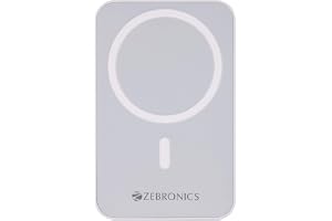 ZEBRONICS MW63 Wireless Power Bank, 10000 mAh, Rapid Charge, Magsafe, Outputs - 20W Wired 15W Wireless, Type C PD, Built in Protections, LED Indicator, Compatible with iPhone, Made in India