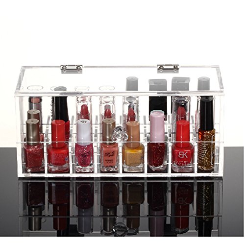 HQdeal Acryl Staubdichte 24 Lippenstift Nagellack Halter Ausstellungsstand Verfassungs Kosmetik Aufbewahrung Organizer Box mit Deckel