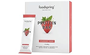 foodspring - Barrette proteiche - gusto Fragola Cheesecake -&nbsp;33% di proteine - Senza zuccheri aggiunti - Perfette post workout o come snack da viaggio (12 x 60g)
