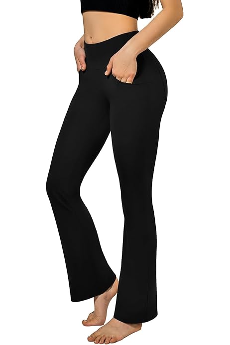 Pantaloni Yoga Donna Bootcut | Vita Alta A V, Con Tasche | In Nylon E Spandex | Per Fitness, Ufficio, Tempo Libero - Foto 6