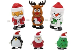 Tomaibaby 6 Stücke Weihnachten Aufziehspielzeug Weihnachtsmann Figur Schneemann Dekofigur Rentier Pinguin Aufziehfigur Deko Figuren für Kinder Baby Wind Up Uhrwerk Spielzeug