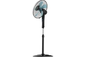 ‎CECOTEC Cecotec Wentylator stojący EnergySilence 520 Power Black 16” o mocy 50 W i timer, 4 prędkości, oscylacja, cicha, regulowana wysokość, 5 łopatek i maksymalne bezpieczeństwo